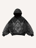 Angel Figure&Wing Graphic Print Slant Pockets Hoodie