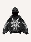 Eye&Wing Print Slant Pockets Hoodie