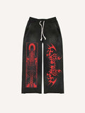 Figure&Skeleton&Graphic&Letter Print Elastic Waist Pants