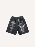 Figure&Wing Graphic Print Drawstring Waist Shorts