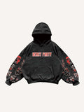 Animal&Letter Print Slant Pockets Hoodie