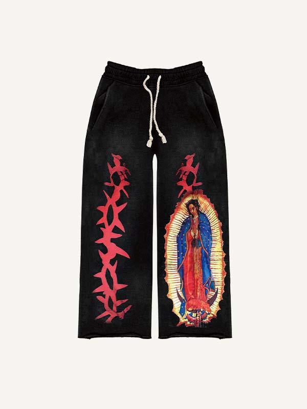 Figure&Graphic Print Elastic Waist Pants