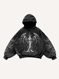 Figure&Wing Graphic Print Slant Pockets Hoodie